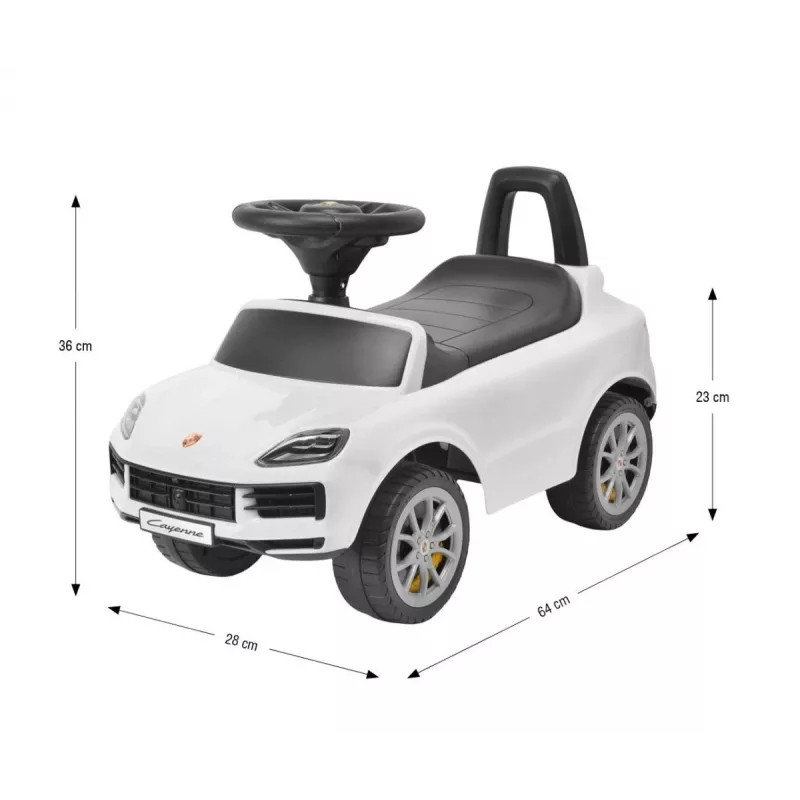 MILLY MALLY vaikiškas automobilis Porsche Cayenne S baltas - elektrinis automobilis su 12V baterija, nuotolinio valdymo pultu, LED šviesomis