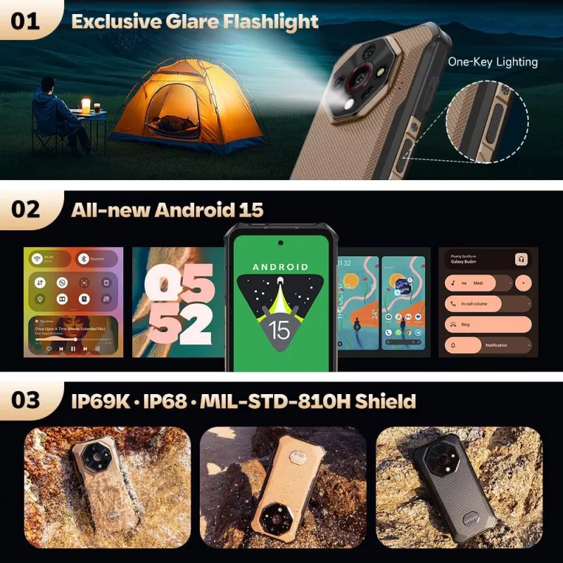 ULEFONE Armor X16 6GB/128GB Sand Dune nešiojamas atsparus telefonas