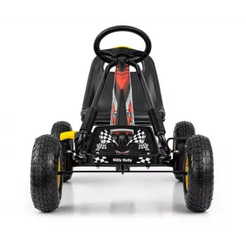 MILLY MALLY Pedal Go-Kart Thor Black, Steel Frame, EVA Foam Wheels, Hand Brake, Forward/Reverse, for Kids 3-8 Years, Max Load 30 kg