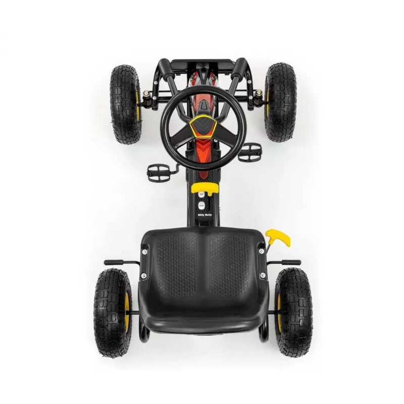 MILLY MALLY Pedal Go-Kart Thor Black, Steel Frame, EVA Foam Wheels, Hand Brake, Forward/Reverse, for Kids 3-8 Years, Max Load 30 kg