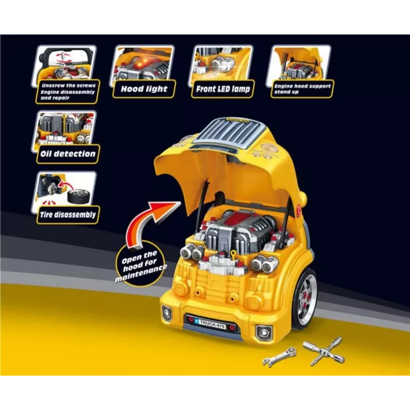 MILLY MALLY Mechanic Workshop Set with Disassembled Engine N-Gine Yellow