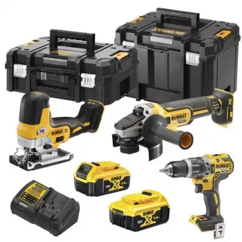 DEWALT DCK329P2T-QW 18V XR Belaidis Kombinuotas Rinkinys: 2 Greičių Smūginis Gręžtuvas ir Kampinis Šlifuoklis su 2x 5.0Ah Akumuliatoriais, Įkrovikliu ir T-STAK II Dėklu