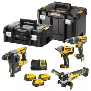 DEWALT DCK428P3T 18V XR 4-Piece Cordless Combo Kit su 3x 5.0Ah baterijomis, įkrovikliu ir TSTAK dėžute