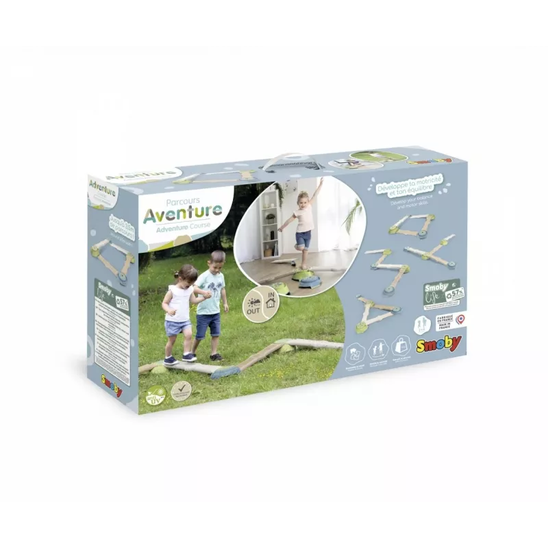 Smoby Life Balance Beam Set vaikams - 10 dalių modulinis pusiausvyros takas su laipteliais, vidaus / lauko naudojimui, nuo 2 metų