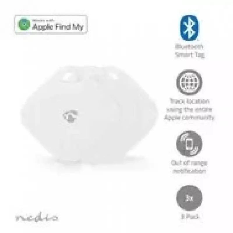 Nedis Bluetooth Smart Tag 3 komplektas (BTTAG10WT3) – balti raktų ieškikliai