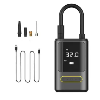 EXTRALINK nešiojamas oro kompresorius su 4000 mAh baterija, 80 W galia, 150 PSI, power bank funkcija ir LED žibintuvėliu