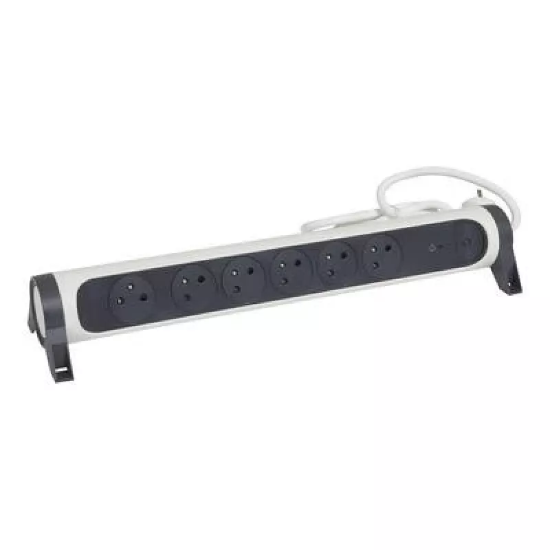 Legrand apsauginis nuo viršįtampių ilgintuvas 6x kištukiniai lizdai (F tipas) 1,5 m baltas/juodas