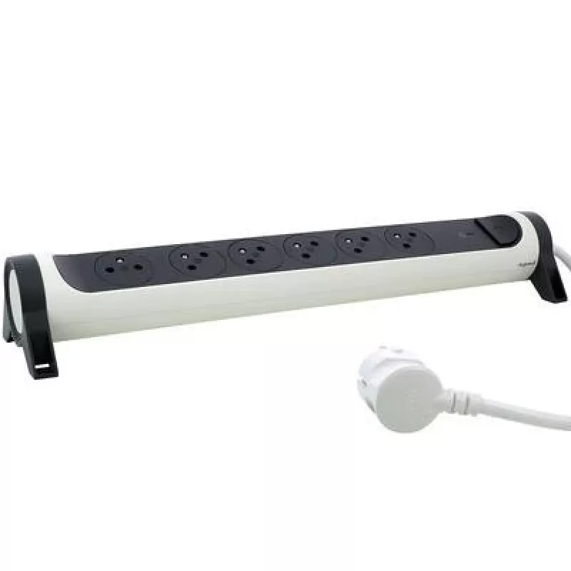 Legrand apsauginis nuo viršįtampių ilgintuvas 6x kištukiniai lizdai (F tipas) 1,5 m baltas/juodas