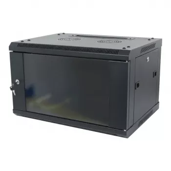 ALLNET 19 colių sieninis spintos korpusas 18U vienos sekcijos gylis 450mm juodas SMA serijos plokščias paketas
