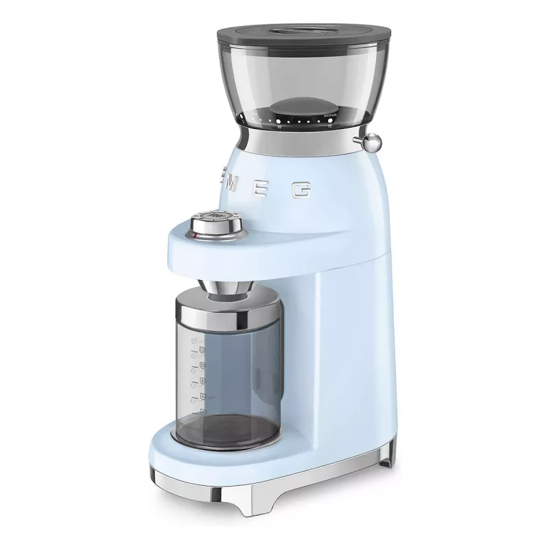 Smeg CGF03PBEU Kavos Malūnėlis, 15 Malimo Nustatymų, 240g Pupelių Talpa, 150W, Pastelinė Mėlyna