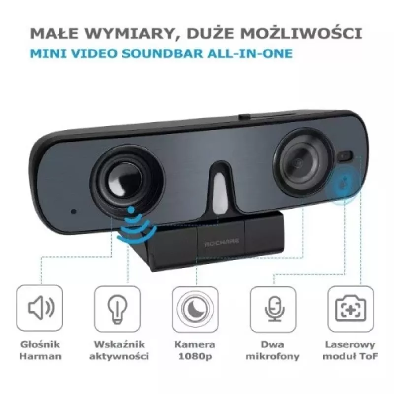 ROCWARE RC08P Camera, Black, USB, 1080i/720p, Built-in Microphone