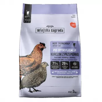 WIEJSKA ZAGRODA Sterilised Chicken with Quail Dry Cat Food 3kg