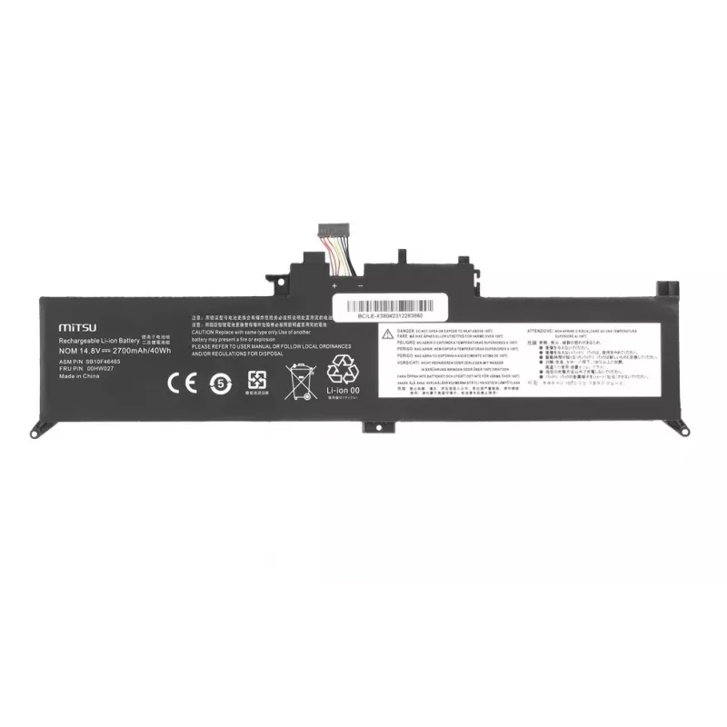 MITSU nešiojamojo kompiuterio baterija 2700mAh 14,8V (40Wh) 4 elementų Li-ion, skirta Lenovo ThinkPad Yoga 260 370 X380 - Juoda