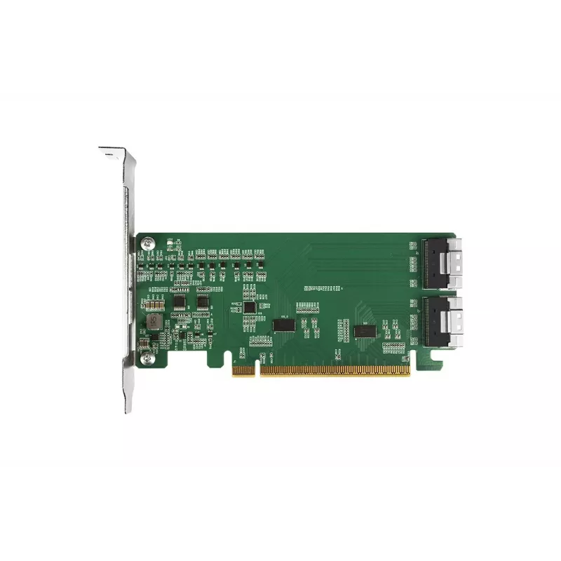 ICY DOCK EXLink MB308A PCIe 4.0 x16 NVMe Adapter Card su 2 x SlimSAS 8i (SFF-8654) jungtimis ir Redriver