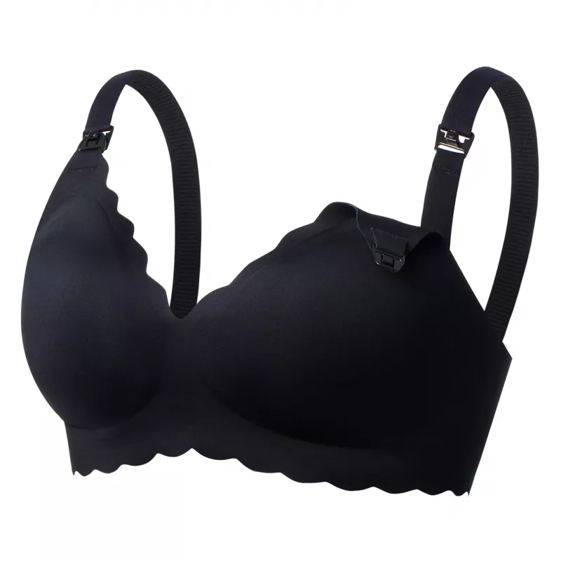 MOMCOZY YN46 Seamless Support Floral Nursing Bra Black S