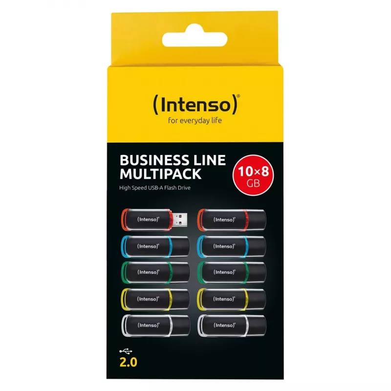 Intenso Business Line 8GB USB 2.0 Flash Drive 10-Pack (Assorted Colors)