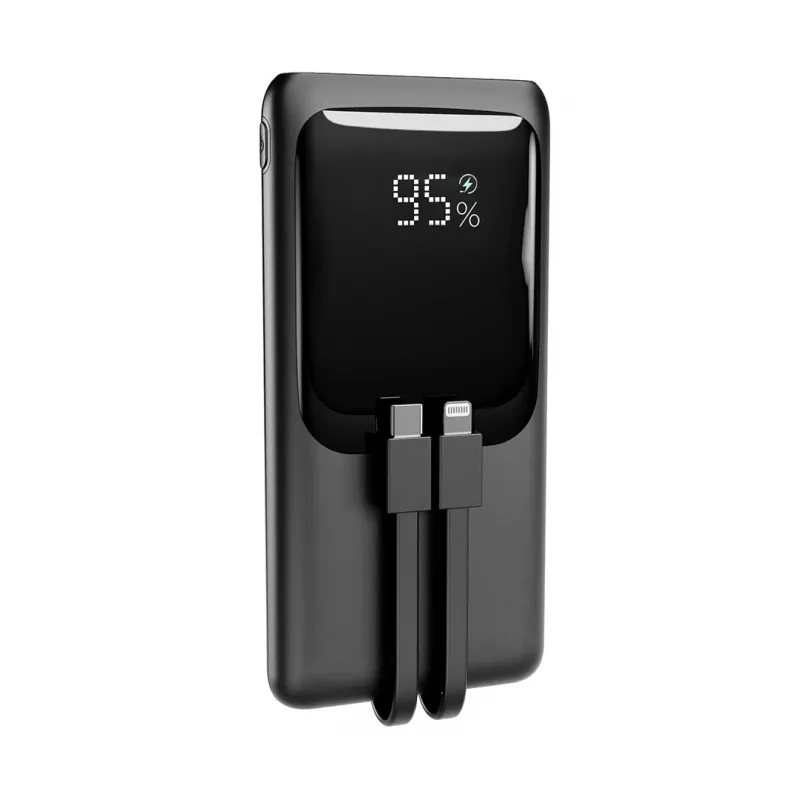 Gembird PB10-PD20-LCD-01 Greitasis Įkrovimo Power Bank su Integruotais Laidais, 20W, 10000 mAh, Juodas