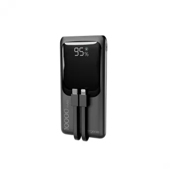 Gembird PB10-PD20-LCD-01 Greitasis Įkrovimo Power Bank su Integruotais Laidais, 20W, 10000 mAh, Juodas