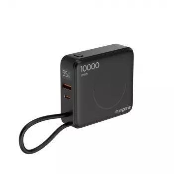 Gembird PB10-WPC15-LCD-01 greitojo įkrovimo powerbank su belaidžiu įkrovikliu, 20W, 10000 mAh, juoda