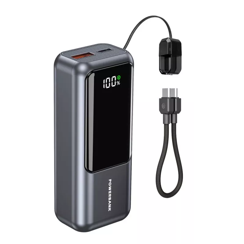 Gembird PB10-PD20-LCD-02 Kompaktiškas greito įkrovimo powerbankas su LCD ekranu, 20W, 10000 mAh, Space Grey