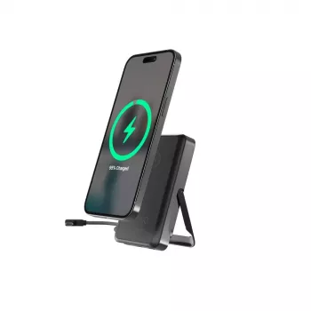 Gembird PB10-WPC15MS-01 Magnetinė belaidė Powerbank su Integruotu Stovu, 15W, 10000 mAh, Juoda