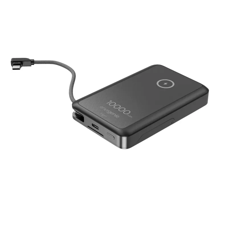Gembird PB10-WPC15MS-01 Magnetinė belaidė Powerbank su Integruotu Stovu, 15W, 10000 mAh, Juoda