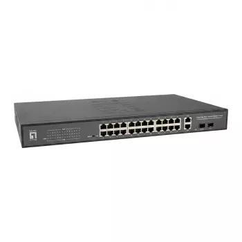 LevelONE GTP-2871DP L3 valdomas PoE+ jungiklis 24x GE PoE + 4x 10G SFP+ 440W 19 inch dėžutės montavimui