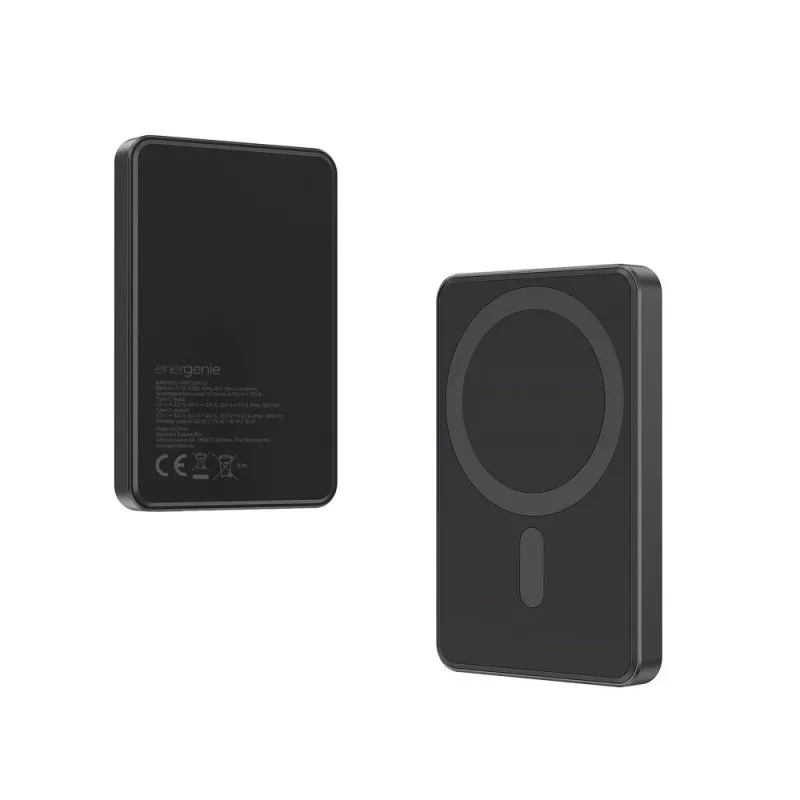 Gembird PB05-WPC15M-01 belaidis magnetinis power bankas 15W, 5000mAh, juodas