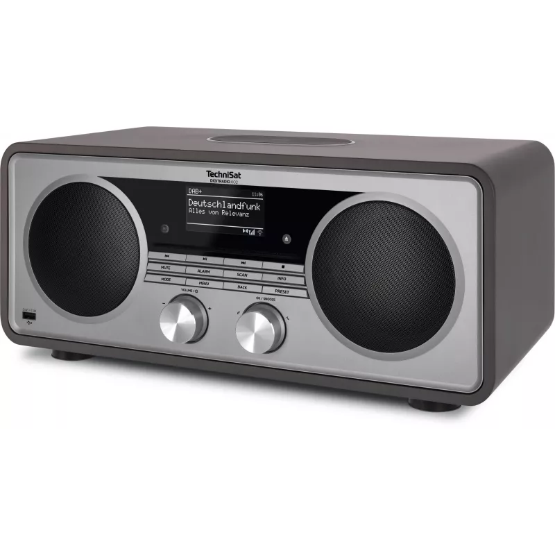 TechniSat DIGITRADIO 602 DAB+/FM/Internet Radio su Bluetooth, CD grotuvu ir belaidžiu Qi įkrovimu - Antracitas/Sidabras