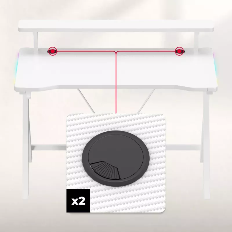 Huzaro Hero 1.9 RGB White Gaming Desk