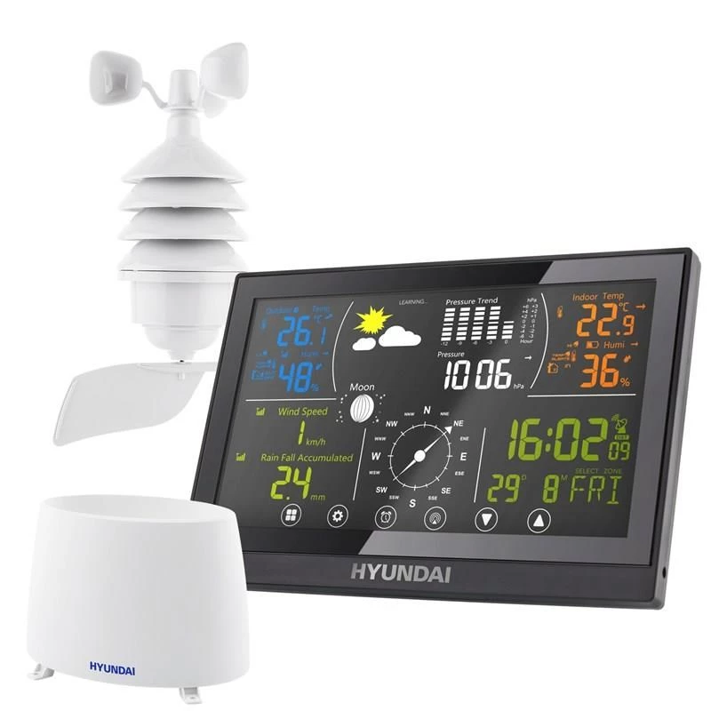 Hyundai HY-WSP5100RWIND Weather Station with Color LCD, Wind & Rain Sensor, Radio Controlled Clock