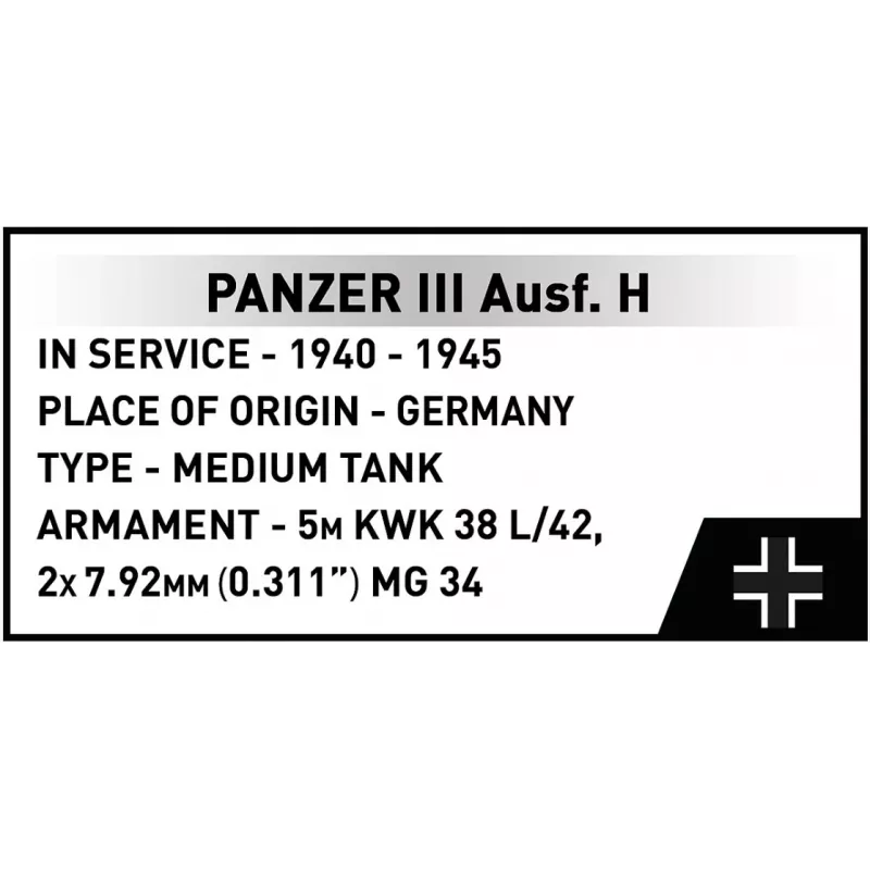 COBI Historical Collection Panzer III Ausf. H detalių rinkinys, 963 vnt.