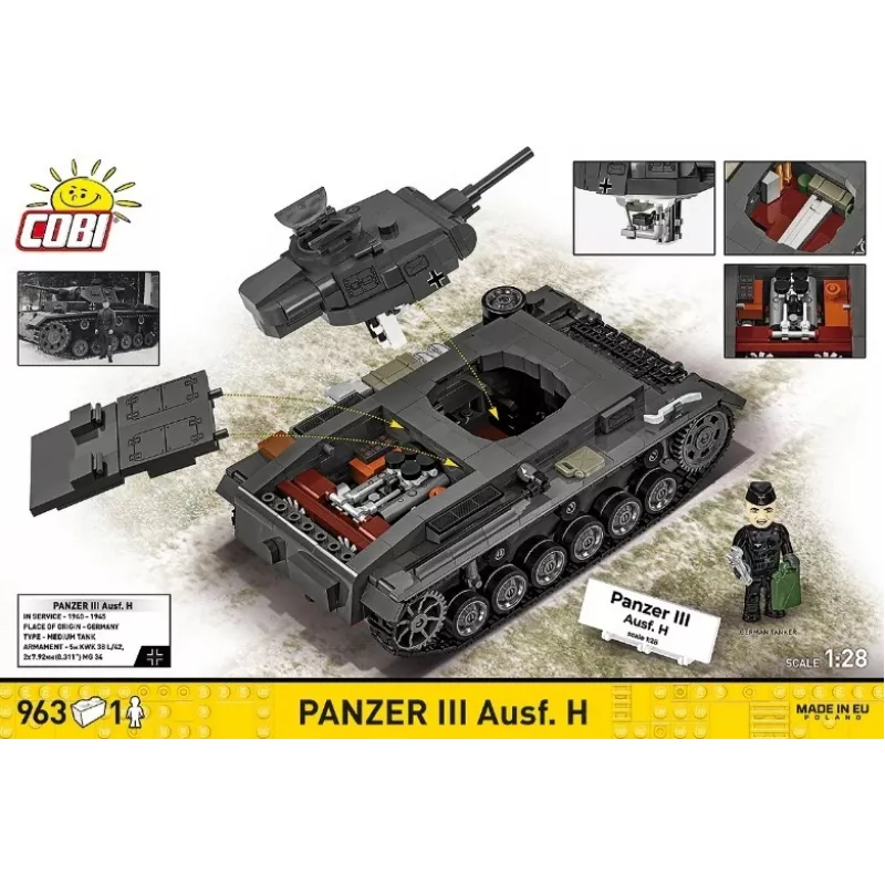 COBI Historical Collection Panzer III Ausf. H detalių rinkinys, 963 vnt.