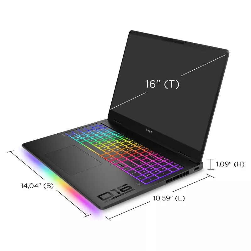 HP OMEN MAX 16-ak0197ng Žaidimų Nešiojamas Kompiuteris – 16 inch QHD 240Hz, AMD Ryzen AI 9 HX 375, 32GB RAM, 1TB SSD, RTX 5080, Windows 11 Home