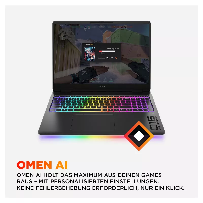 HP OMEN MAX 16-ak0197ng Žaidimų Nešiojamas Kompiuteris – 16 inch QHD 240Hz, AMD Ryzen AI 9 HX 375, 32GB RAM, 1TB SSD, RTX 5080, Windows 11 Home