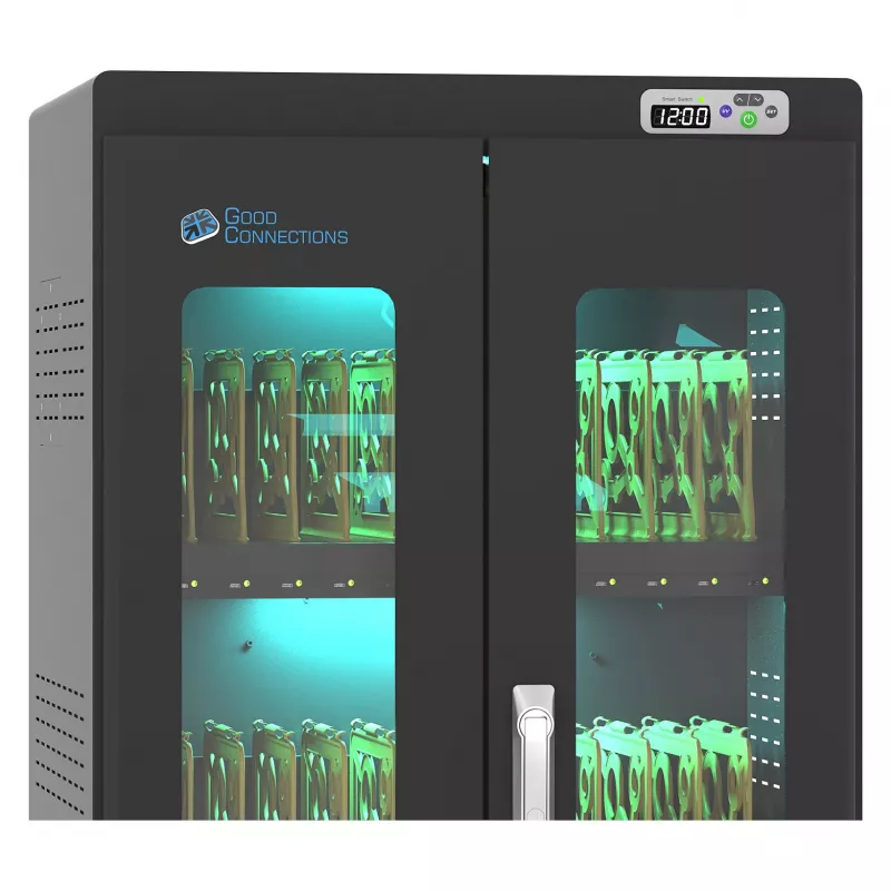 GoodConnections ANTARES PRO N36C Nešiojamųjų Kompiuterių Įkrovimo Vežimėlis iki 15,6 inch USB-C 65W PD3.0 UVC Dezinfekcija Juodas