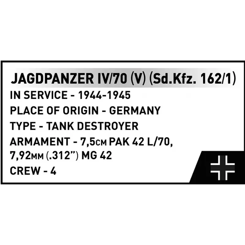 COBI KLOCKI Historical Collection Jagdpanzer IV/70 (V) (Sd.Kfz.162/1) Statybinis Rinkinys 1024 dalių