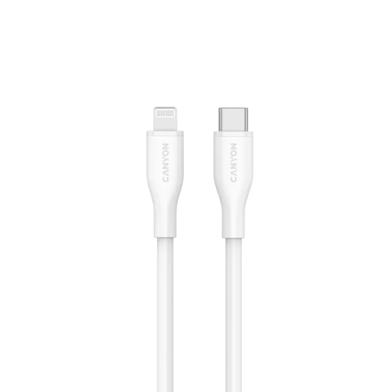 Canyon CLNM60SC10 USB-C to Lightning laidas 1m 60W MFi Silikono Baltas