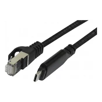 Synergy 21 USB 3.2 Type-C į RJ45 Gigabit Ethernet Adapterio Laidas 3,0m Juodas Tekstilinis