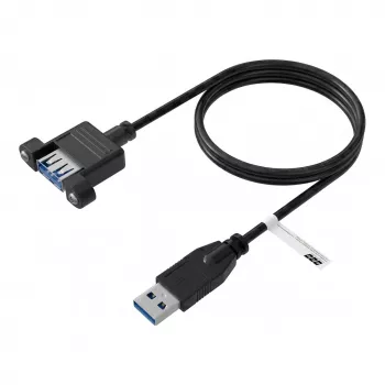EFB USB 3.0 ilginimo laidas A-A kištukas į skydelinę lizdą, 0,5 m, juodas
