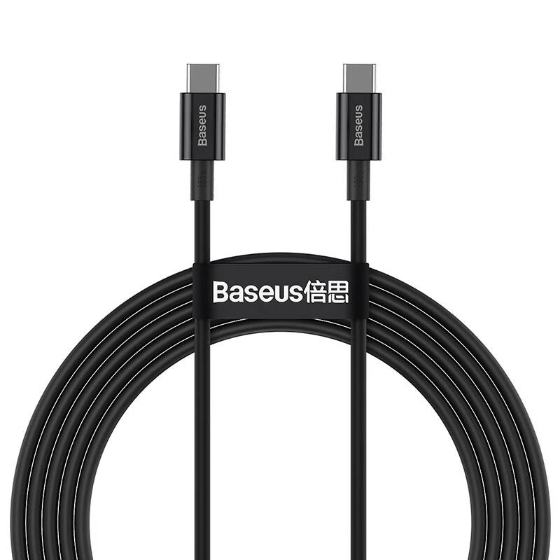 Baseus Superior USB-C į USB-C laidas 1m Juodas 100W Greitas Įkrovimas ir Duomenų Sinchronizavimas