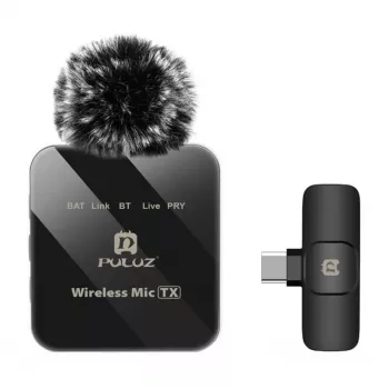 PULUZ PU648B belaidis mikrofonas (USB-C) – profesionalus lavalier su ENC triukšmo slopinimu, 10 m atstumu, 12 h baterija