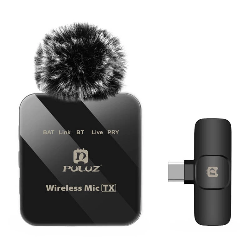 PULUZ PU648B belaidis mikrofonas (USB-C) – profesionalus lavalier su ENC triukšmo slopinimu, 10 m atstumu, 12 h baterija
