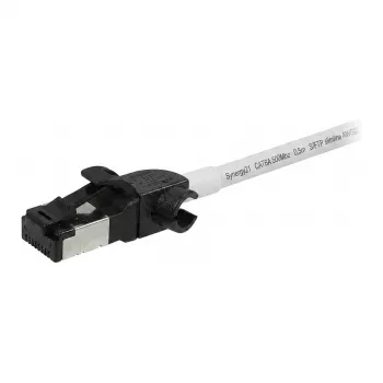 Synergy21 Patch Cable RJ45, CAT6A 500MHz, 0.5m, White, S/FTP, Slimline Round d=4.5mm, TPE/LSZH (Superflex), AWG28, su CAT7 Raw Connector, Rotatable Connector