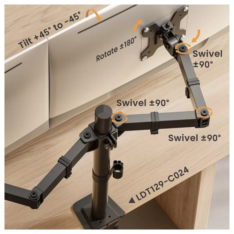 Equip Dvigubo monitoriaus laikiklis stalviršiui 17-32 inch 360° Šarnyrinis 10kg Juodas