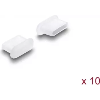 Delock Dust Cover for USB Type-C Female Port, 10 Pieces, Silicone, Transparent (87409)