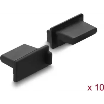 Delock Dust Cover for USB Type-A Female Port, 10 Pieces, Silicone, Black (87490)