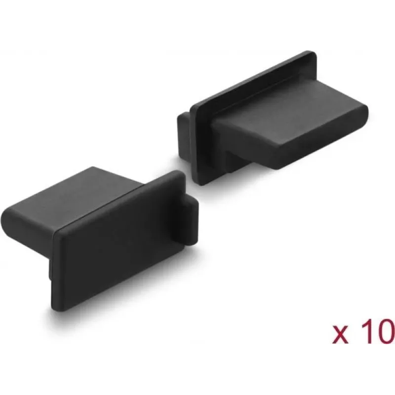 Delock Dust Cover for USB Type-A Female Port, 10 Pieces, Silicone, Black (87490)