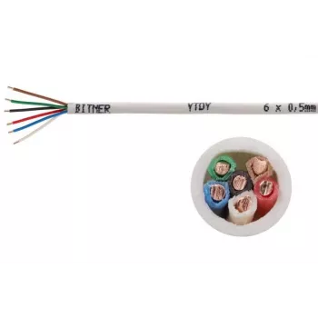 BITNER YTDY 6x0.5 - 100M Alarm Cable, White, 100m