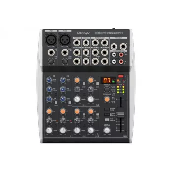 Behringer XENYX 1002SFX garso maišytuvas su 10 įėjimų, 2 XENYX mikrofono stiprintuvais, 3 juostų ekvalaizeriu, KLARK TEKNIX FX procesoriumi, 100 išankstinių nustatymų